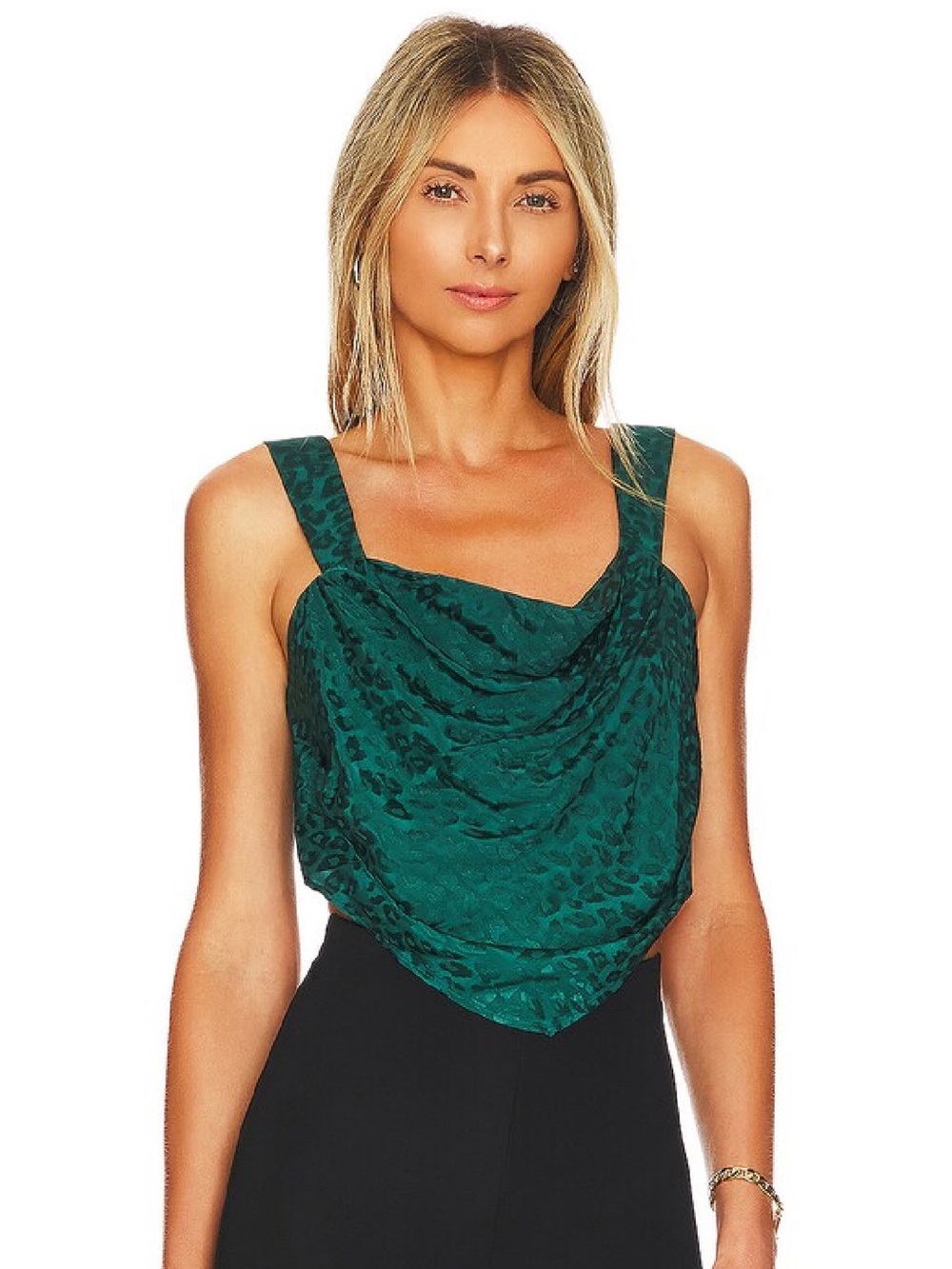 Lovers + Friends Cheyanne Bustier Top in Dark Jade Green | Size Small